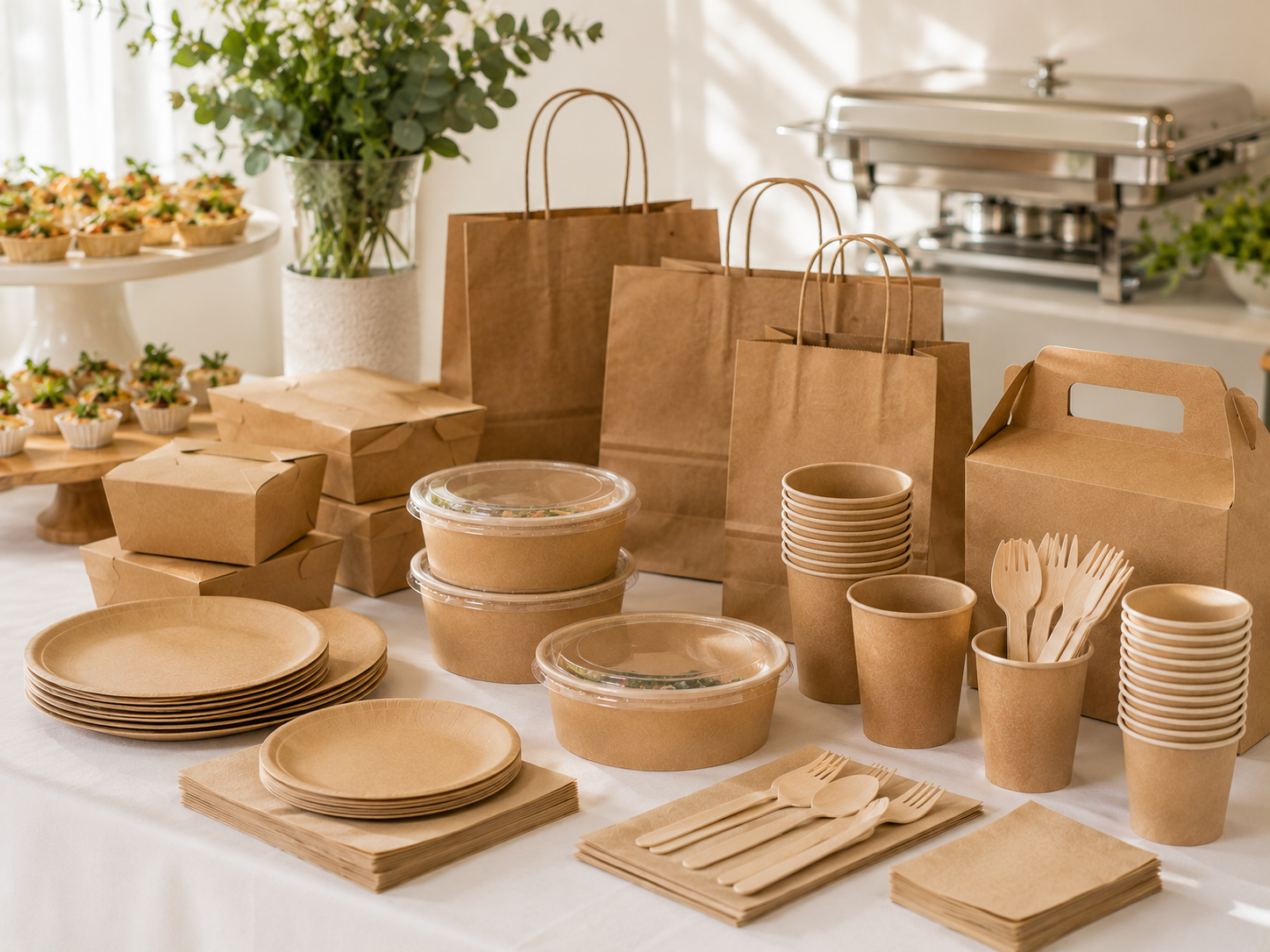 Bulk catering trays, containers and cutlery kits