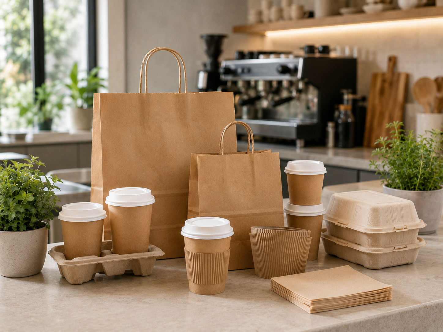 Custom paper cups and takeaway packaging for coffee shops
