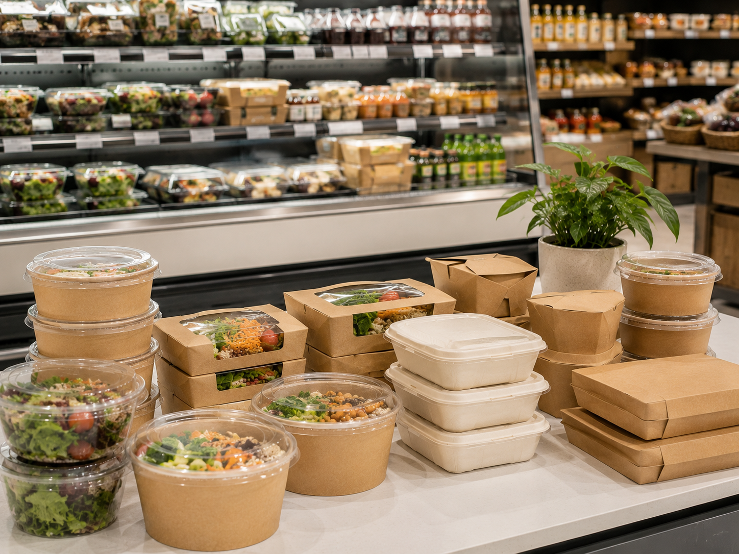 Retail-ready food trays and paper boxes for supermarkets